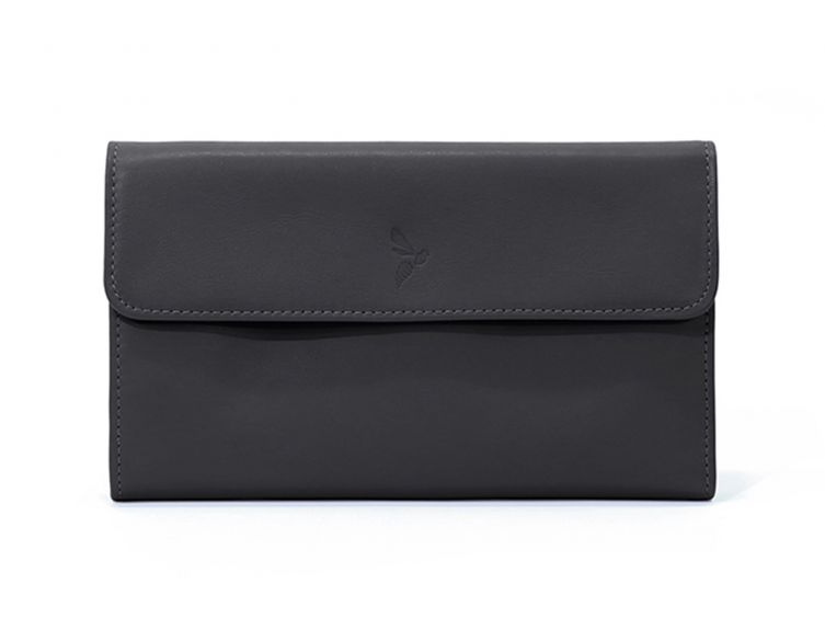 Compagnon en cuir noir - 12 cartes de crédit - 290