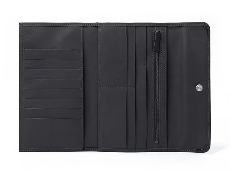 Compagnon en cuir noir - 12 cartes de crédit - 290