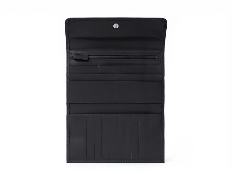 Compagnon en cuir noir - 12 cartes de crédit - 290