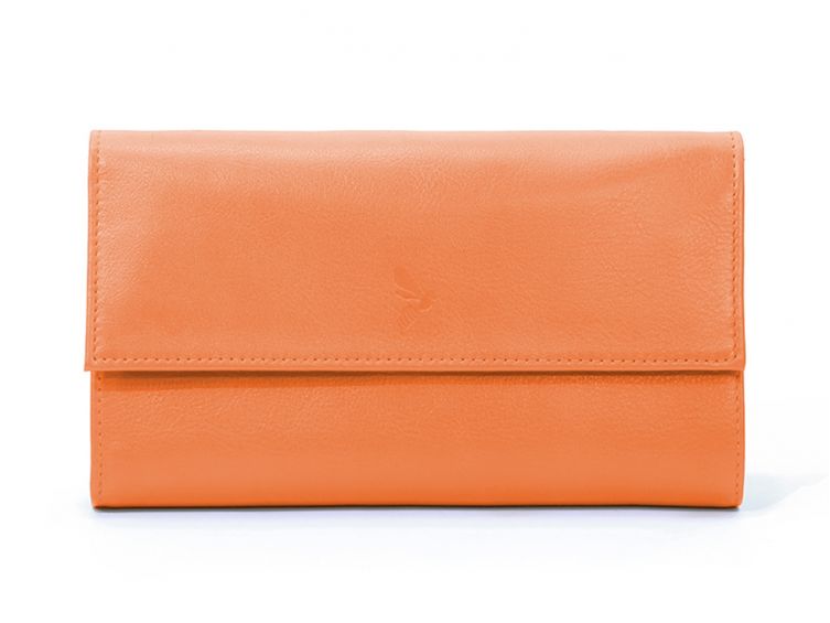 Compagnon en cuir orange à rabat - 318