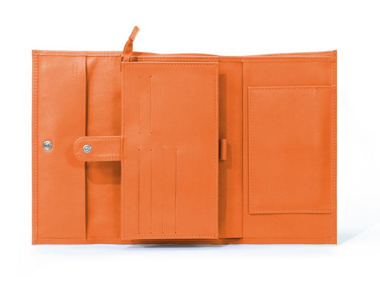 Compagnon en cuir orange à rabat - 318