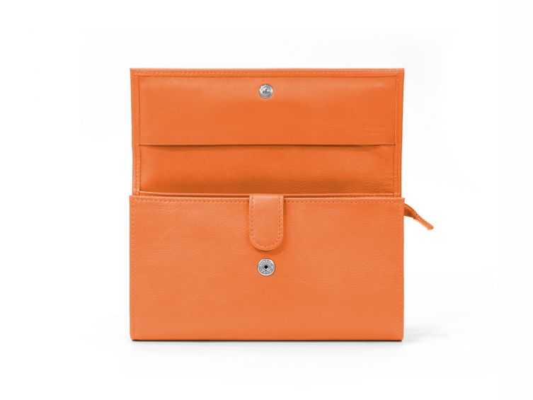 Compagnon en cuir orange à rabat - 318
