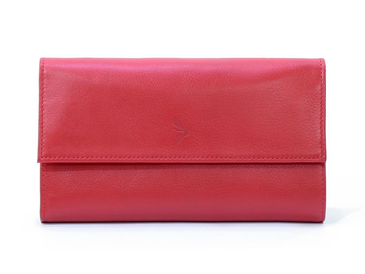 Compagnon en cuir rouge à rabat - 318