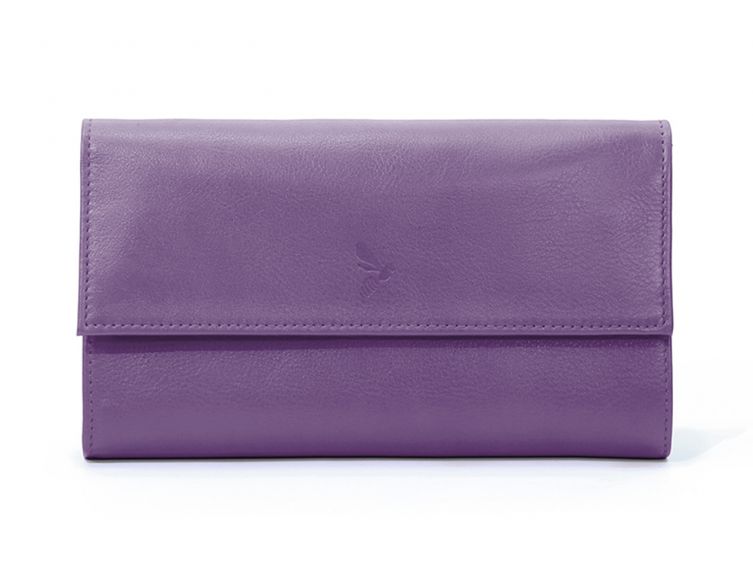 Compagnon en cuir violet à rabat - 318
