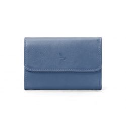 Porte-monnaie à rabat en cuir bleu de prusse - 004
