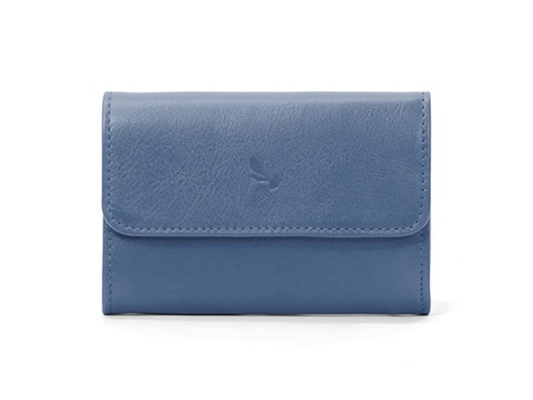 Porte-monnaie à rabat en cuir bleu de prusse - 004