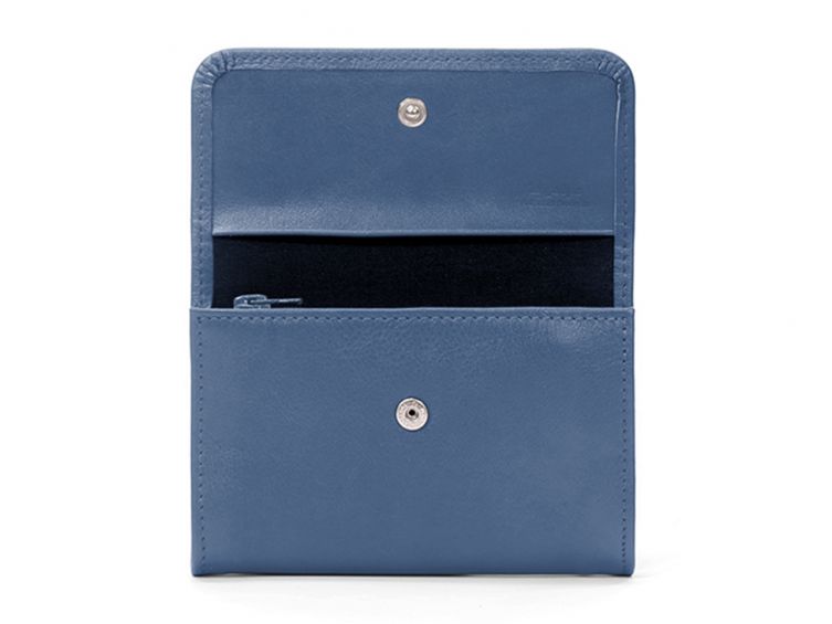 Porte-monnaie à rabat en cuir bleu de prusse - 004