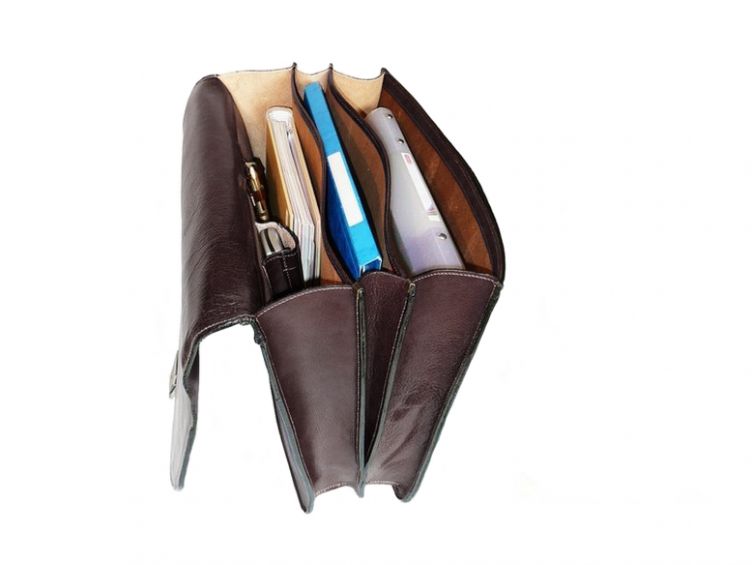 Grand cartable Dominique cuir marron 