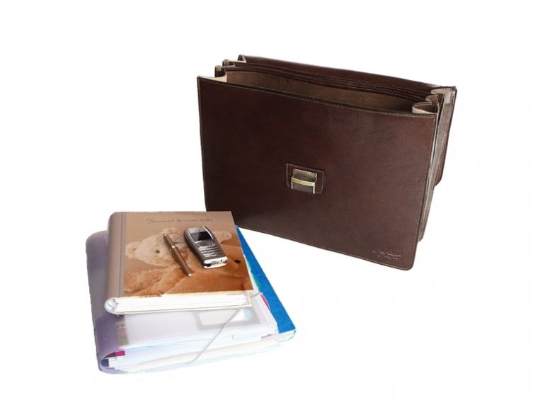Grand cartable Dominique cuir marron 