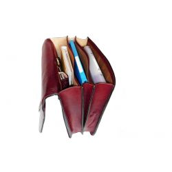 Grand cartable Dominique cuir rouge