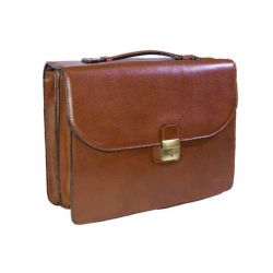 Grand cartable Dominique cuir cognac
