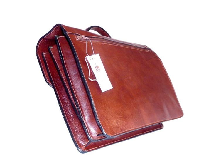 Grand cartable Dominique cuir cognac