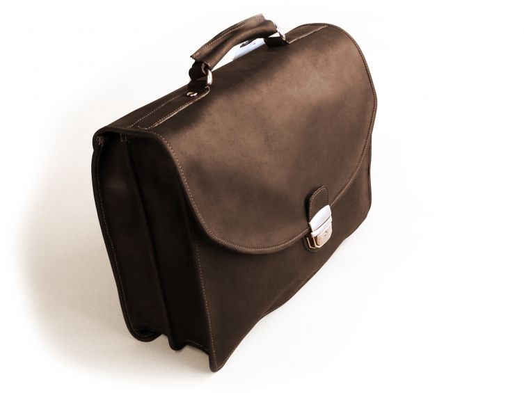 Cartable Cuir Nubuck Marron - 238