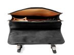 Cartable 1 soufflet en cuir nubuck noir