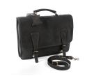 Cartable 1 soufflet en cuir nubuck noir