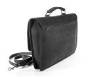 Cartable 1 soufflet en cuir nubuck noir
