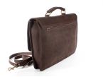 Cartable 1 soufflet en cuir nubuck marron