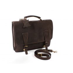 Cartable 1 soufflet en cuir nubuck marron