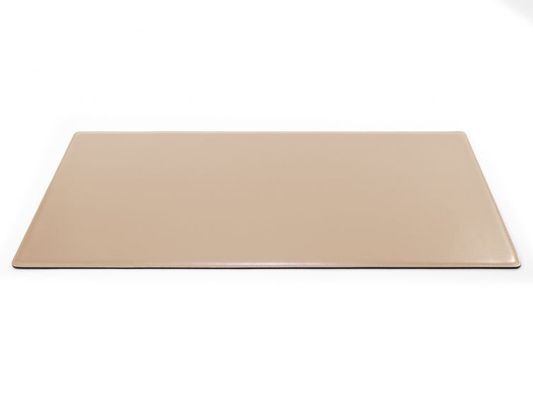 Grand sous-main cossu de bureau en cuir beige - 80x40 cm