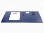 Grand sous-main cossu de bureau en cuir bleu - 80x40 cm