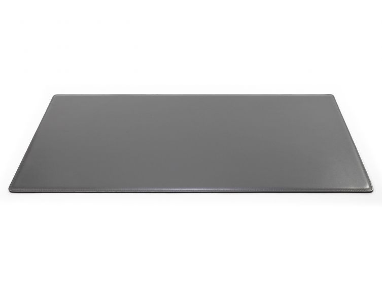 Grand sous-main cossu de bureau en cuir gris - 80x40 cm