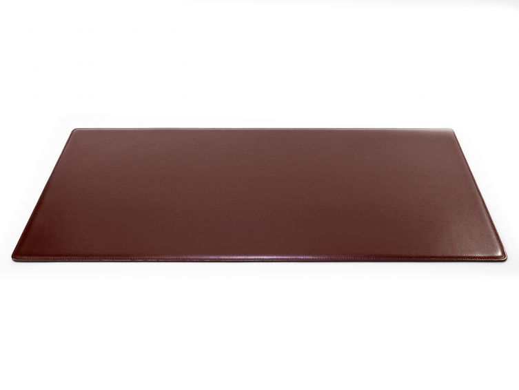 Grand sous-main cossu de bureau en cuir marron - 80x40 cm