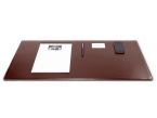 Grand sous-main cossu de bureau en cuir marron - 80x40 cm
