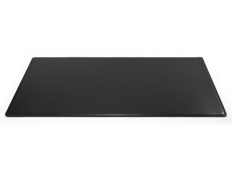 Grand sous-main cossu de bureau en cuir noir - 80x40 cm