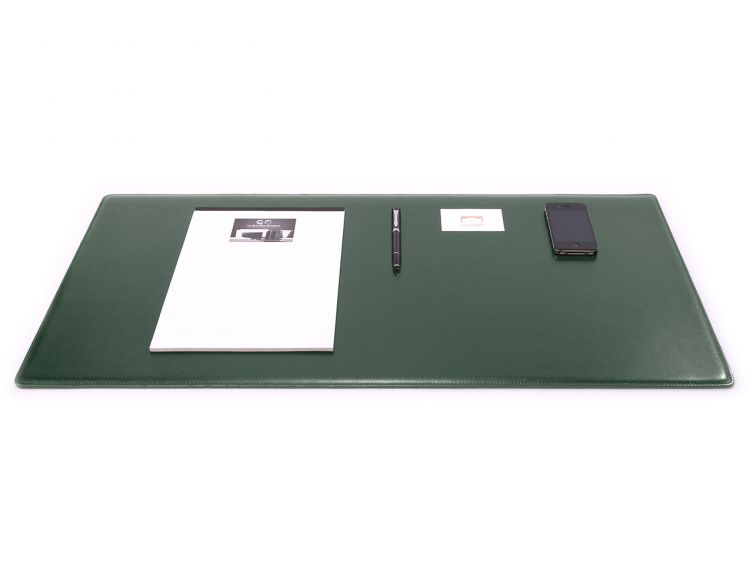 Grand sous-main cossu de bureau en cuir vert - 80x40 cm