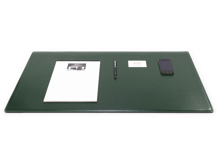 Sous-main cossu de bureau - XL - en cuir vert - 80x50 cm