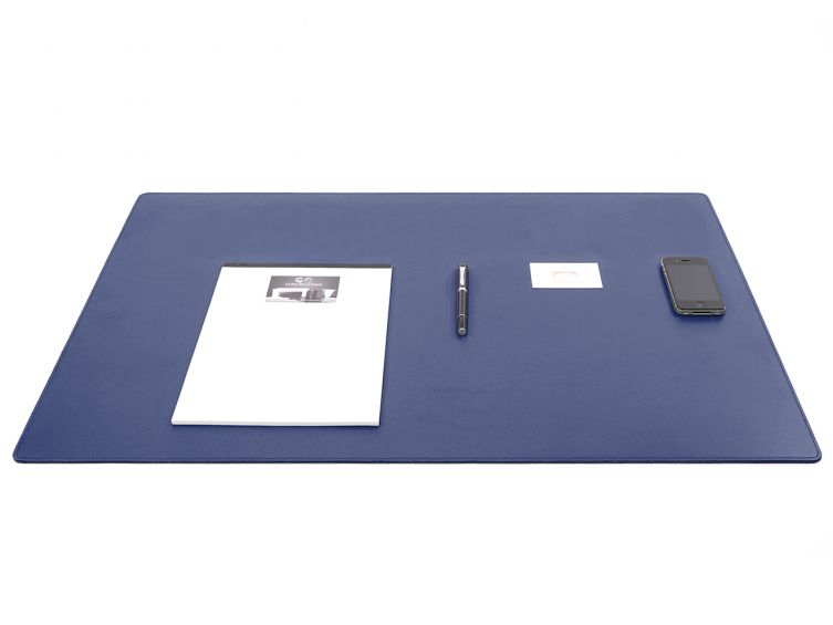 Grand sous-mains - en cuir bleu - 80x50 cm