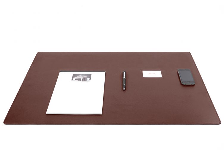 Grand sous-mains - en cuir marron - 80x50 cm
