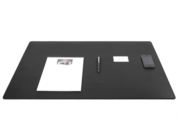 Grand sous-main en cuir noir -XL- 80x50 cm