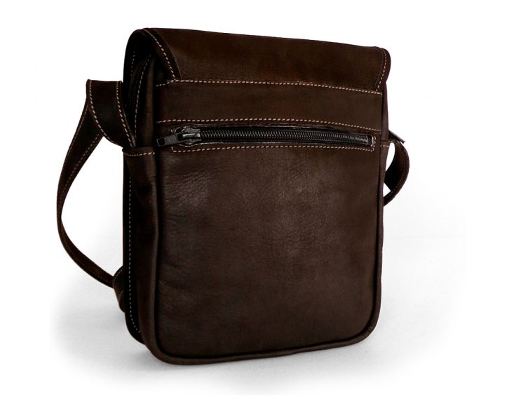 Sacoche baroudeur cuir chocolat