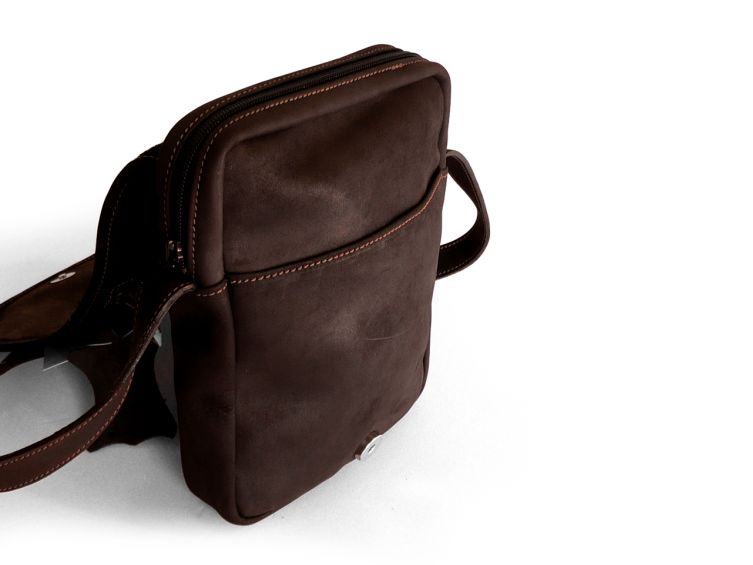 Sacoche baroudeur cuir chocolat