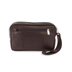 Sacoche à main et passant de ceinture, en cuir marron