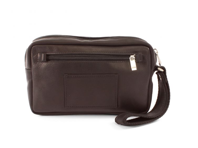 Sacoche à main et passant de ceinture, en cuir marron