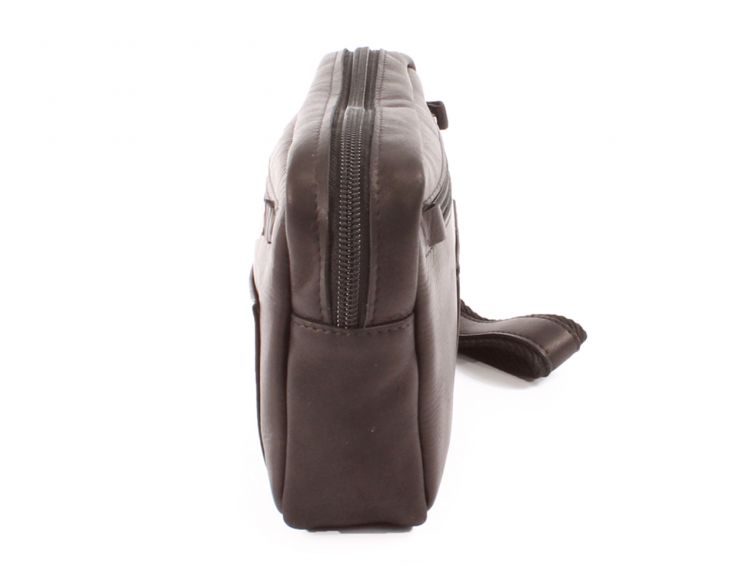 Sacoche à main et passant de ceinture, en cuir marron