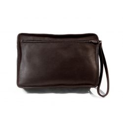 Sacoche en cuir marron avec dragonne