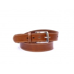 Ceinture en cuir noir, piqure blanche117LN