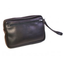 Sacoche homme en cuir noir à main