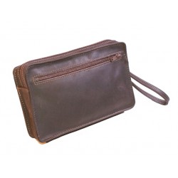 Sacoche homme en cuir marron lisse anse main 863
