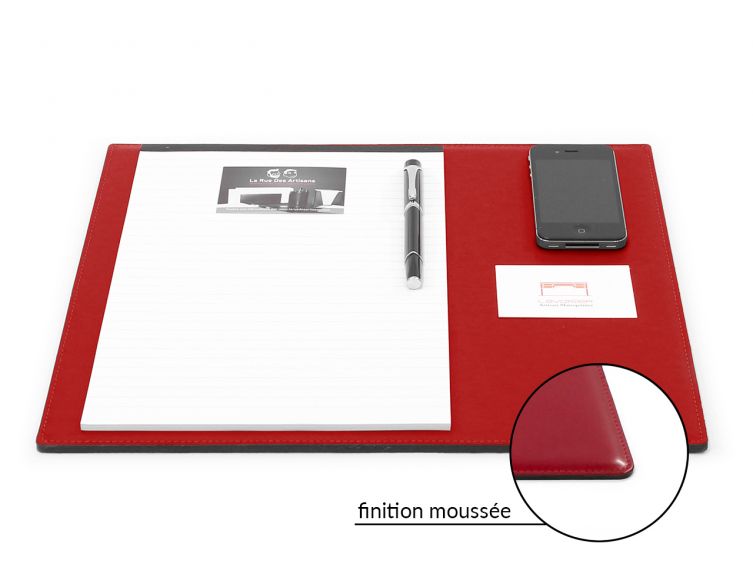 Petit sous-main cossu en cuir rouge - 38x32 cm 