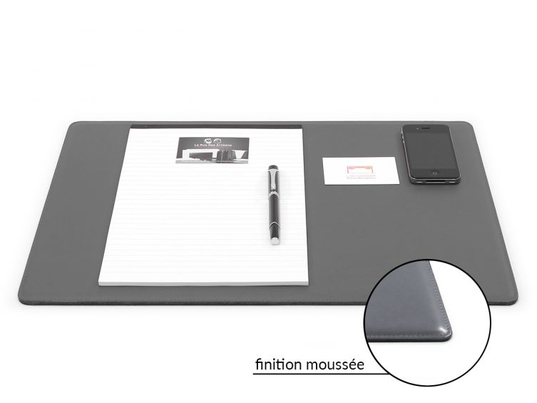 Sous-main cossu en cuir gris - standard - 50x34 cm 