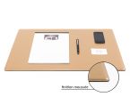 Sous-main cossu de bureau en cuir beige - moyen - 60x40 cm 