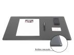 Sous-main cossu de bureau en cuir gris - moyen - 60x40 cm 