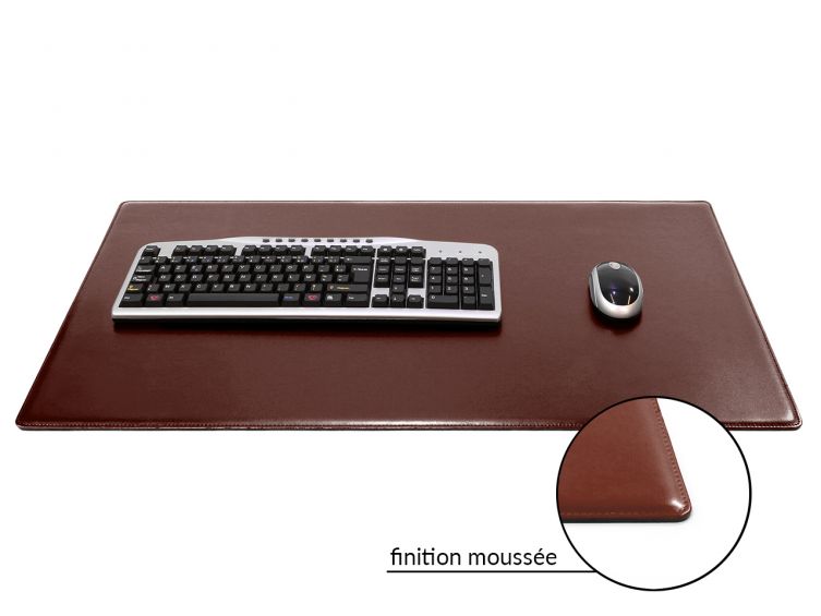 Sous-main cossu de bureau - XL - en cuir marron - 80x50 cm 