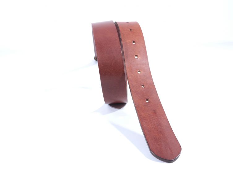 Ceinture cuir marron clair, boucle fer à cheval 4029