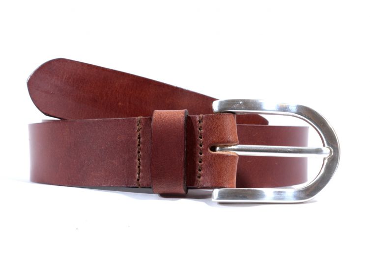 Ceinture cuir marron clair, boucle fer à cheval 4029