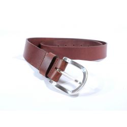 Ceinture cuir marron clair, boucle fer à cheval 4029